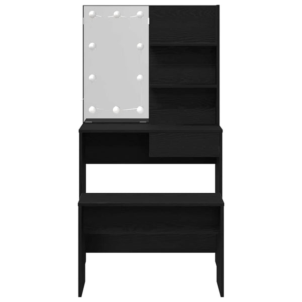LED-Meikkipöytäsetti peilivalot 2 pcs Musta tammi. Tekninen puu