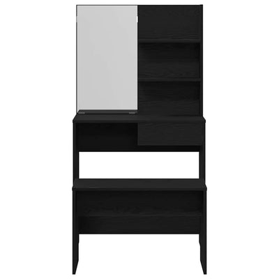 Musta tammi meikkipöytäsarja hyllyllä Neculai 74.5x40x141cm (2 pcs)