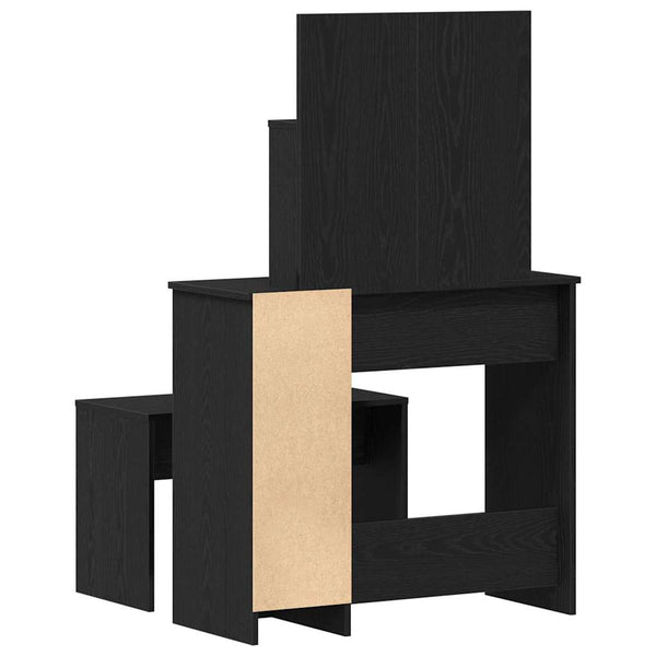 Meikkipöytäsarja hyllyllä 2 pcs Musta tammi. Tekninen puu