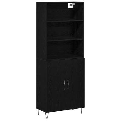 Korkea kaappi Seinäkiinnitettävä 2 pcs Musta tammi Tekninen puu