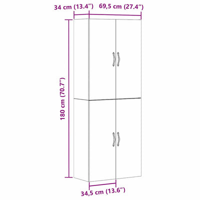 Seinäkaappi 2 pcs Musta tammi 69.5 x 34 x 90 cm Tekninen puu