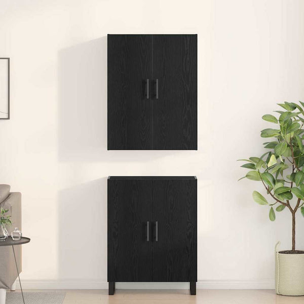 Korkea kaappi 2 pcs Musta tammi 69,5 x 34 x 180 cm