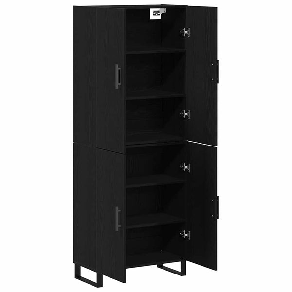 Korkea kaappi 2 pcs Musta tammi 69,5 x 34 x 180 cm