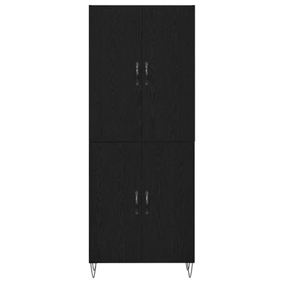 Korkea kaappi Seinäkiinnitettävä 2 pcs Musta tammi Tekninen puu