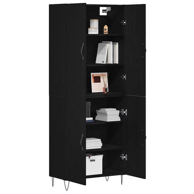 Korkea kaappi Seinäkiinnitettävä 2 pcs Musta tammi Tekninen puu