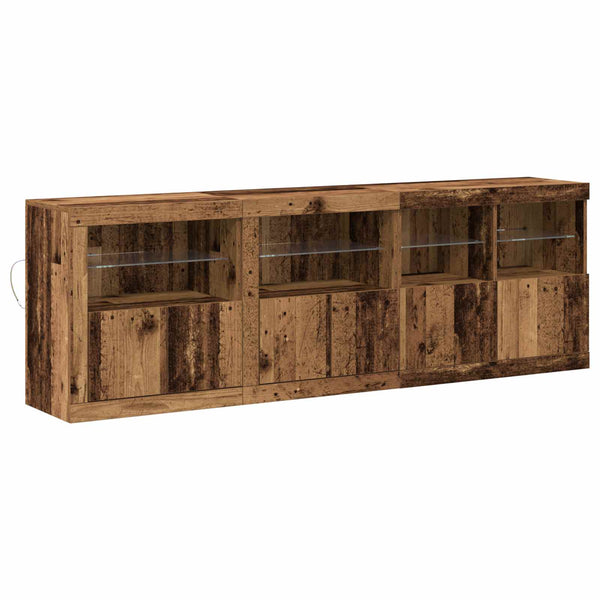 LED-pöytätaso Vanha puu 202 x 37 x 67 cm Tekninen puu