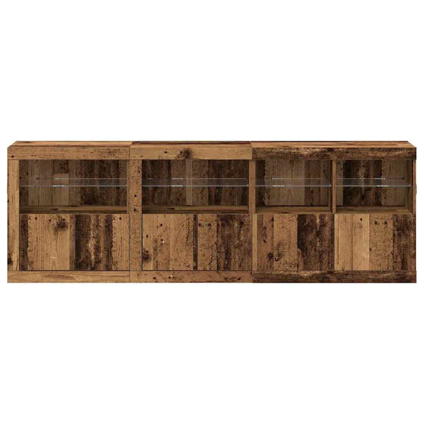LED-pöytätaso Vanha puu 202 x 37 x 67 cm Tekninen puu