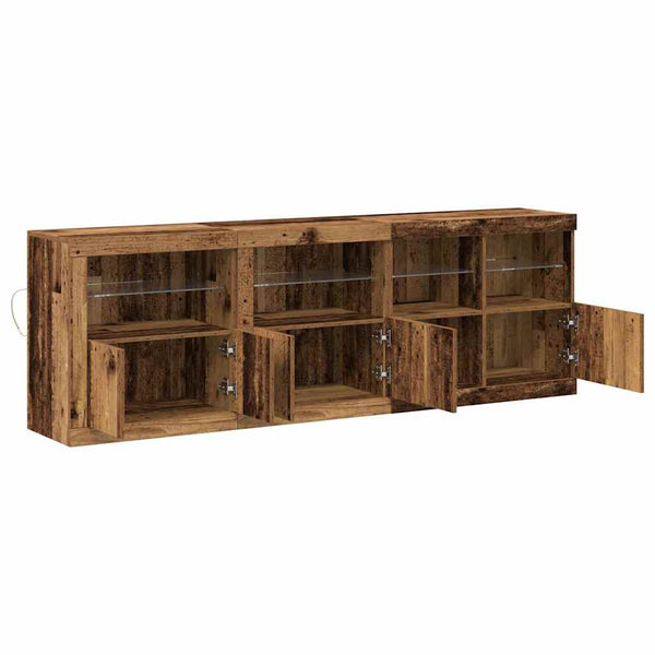 LED-pöytätaso Vanha puu 202 x 37 x 67 cm Tekninen puu