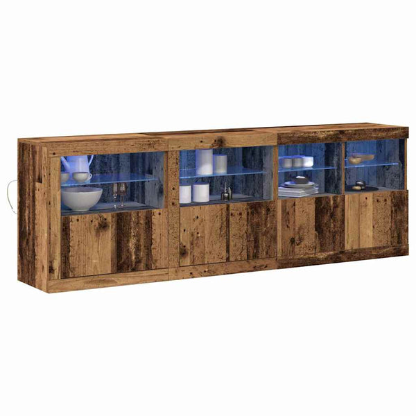 LED-pöytätaso Vanha puu 202 x 37 x 67 cm Tekninen puu