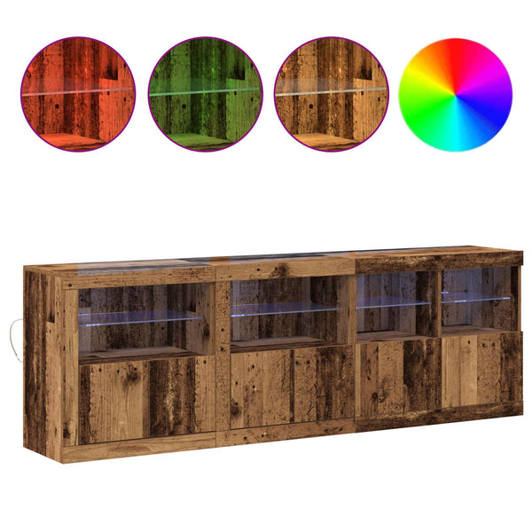 LED-pöytätaso Vanha puu 202 x 37 x 67 cm Tekninen puu