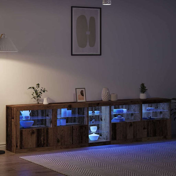 LED-pöytätaso Vanha puu 283 x 37 x 67 cm Tekninen puu