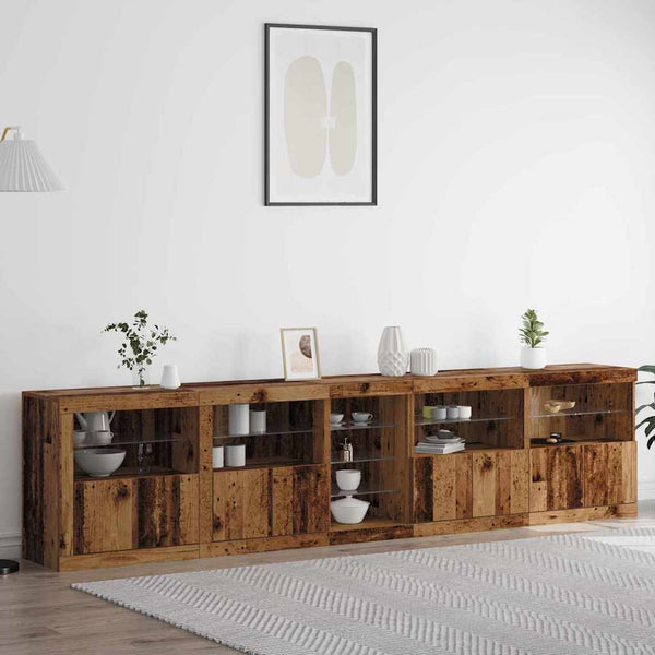 LED-pöytätaso Vanha puu 283 x 37 x 67 cm Tekninen puu