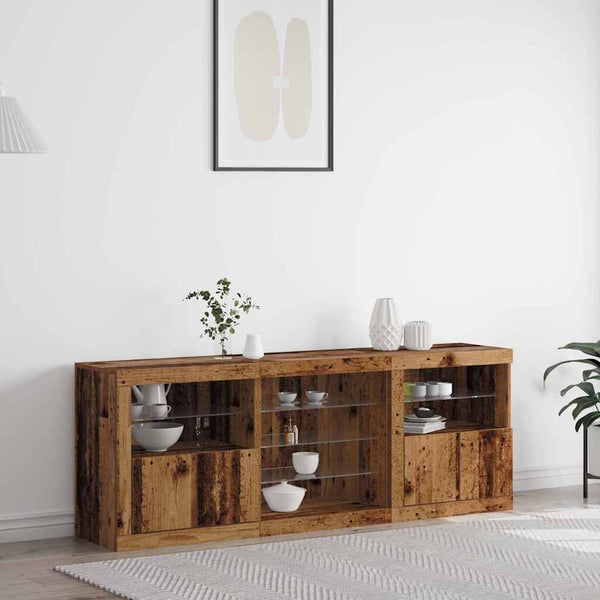 LED-pöytätaso Vanha puu 181,5 x 37 x 67 cm Tekninen puu