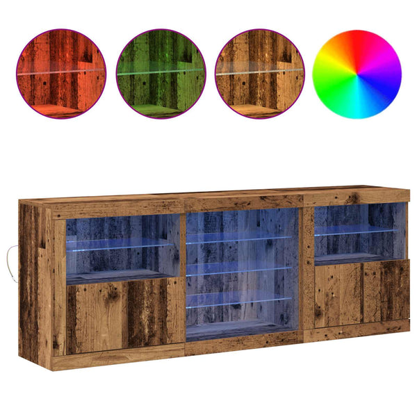 LED-pöytätaso Vanha puu 181,5 x 37 x 67 cm Tekninen puu