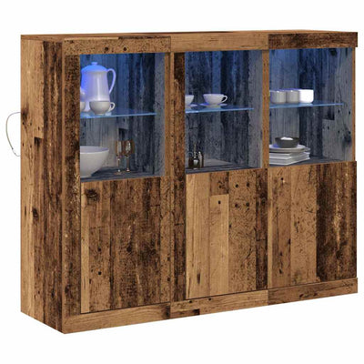 Sivupöytä 3 pcs Vanha puu 123 x 37 x 100 cm Tekninen puu