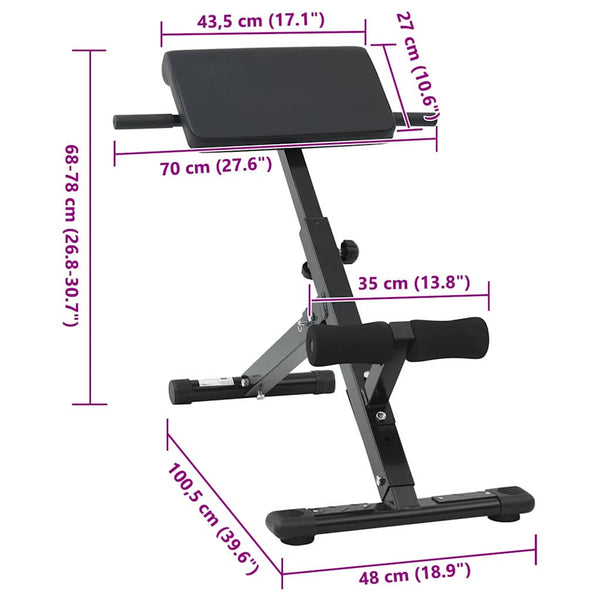Hyperextension penkki Musta 100,5 x 70 x 78 cm
