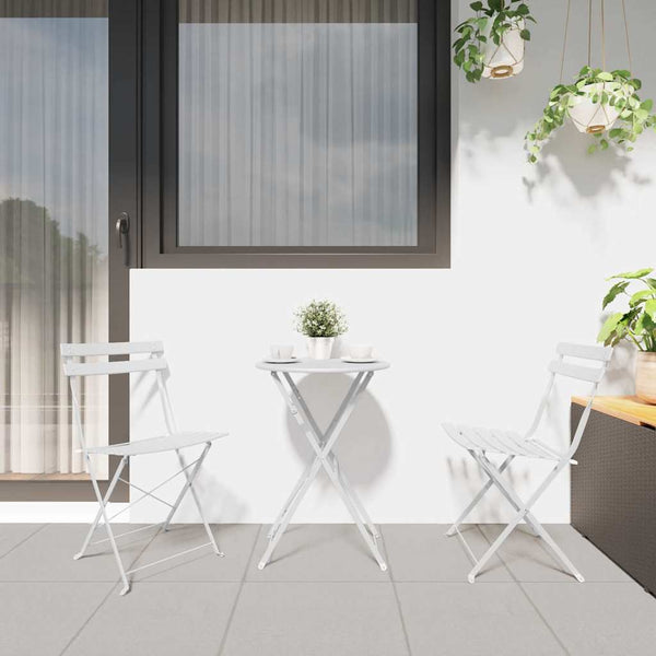 Käytännöllinen Bistro-setti 3 pcs Valkoinen Teräs