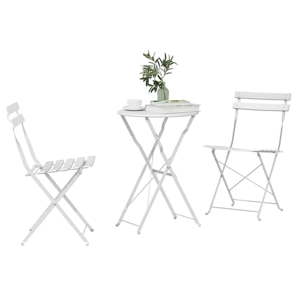 Käytännöllinen Bistro-setti 3 pcs Valkoinen Teräs