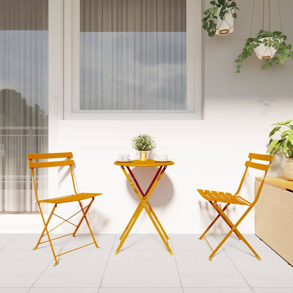 Käytännöllinen Bistro-setti 3 pcs Sinapinkeltainen Teräs