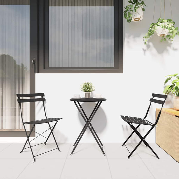 Käytännöllinen Bistro-setti 3 pcs Antrasiitti Teräs