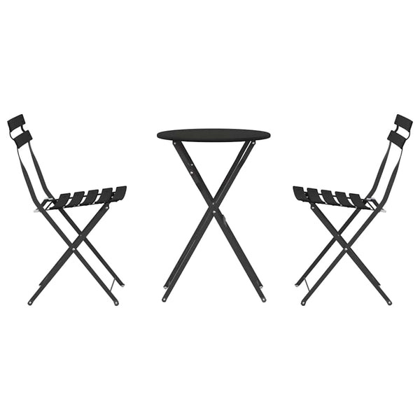 Käytännöllinen Bistro-setti 3 pcs Antrasiitti Teräs