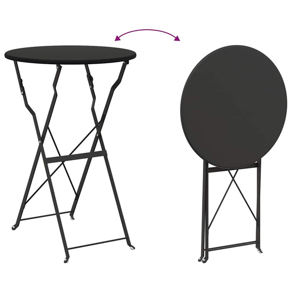 Käytännöllinen Bistro-setti 3 pcs Antrasiitti Teräs