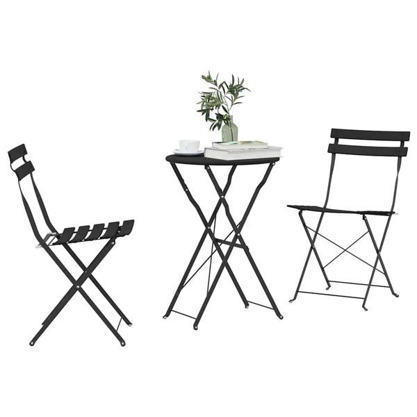 Käytännöllinen Bistro-setti 3 pcs Antrasiitti Teräs