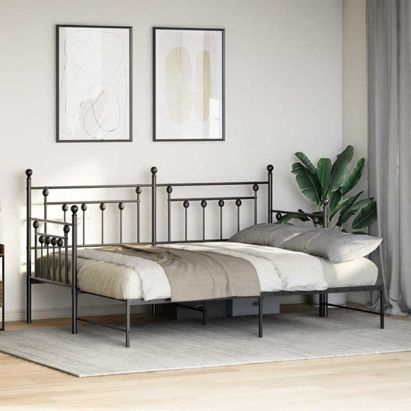 Musta teräsrunko päivävuoteelle päädyllä 2FT6 Small Single