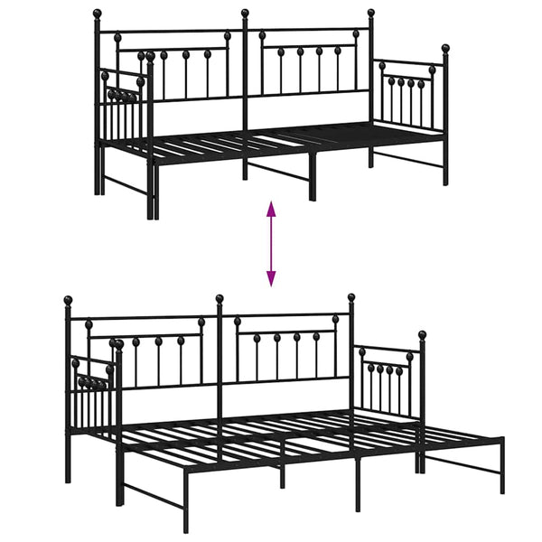 Musta teräsrunko päivävuoteelle päädyllä 2FT6 Small Single