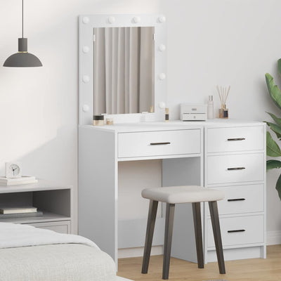 Valkoinen meikkipöytä peilillä Bicu 50x41x135cm (puinen)