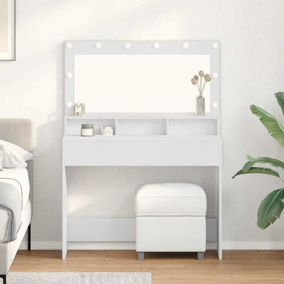 Valkoinen meikkipöytä hyllyllä Razim 100x41x135cm (puinen)