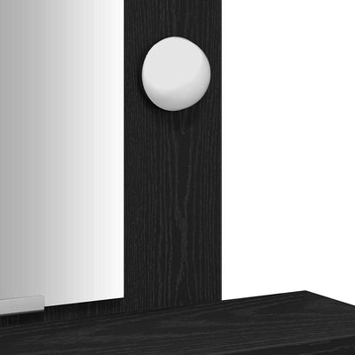 Musta meikkipöytä led -nauhavalot Sueda 50x41x140cm (puinen)