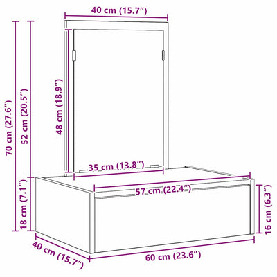 Ruskea meikkipöytä laatikon kanssa Leucian 60x40x70cm (puinen)