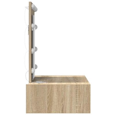 Ruskea meikkipöytä led -nauhavalot Diamandescu 60x40x70cm (puinen)