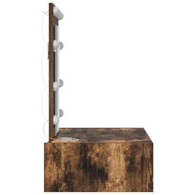 Ruskea meikkipöytä led -nauhavalot Eloira 60x40x70cm (puinen)