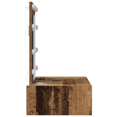 Ruskea meikkipöytä led -nauhavalot Rajabali 60x40x70cm (puinen)