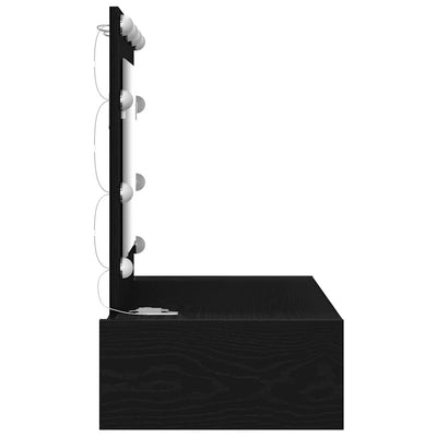 Musta meikkipöytä led -nauhavalot Rachi 83x40x70cm (puinen)