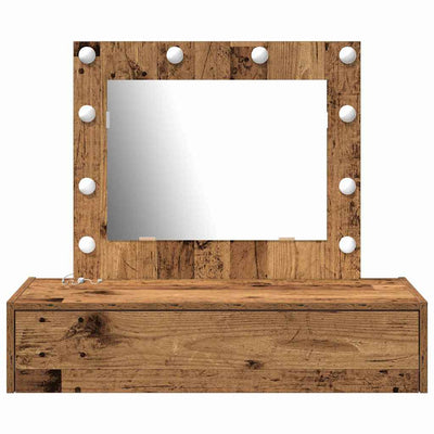 Ruskea meikkipöytä led -nauhavalot Agnesa 83x40x70cm (puinen)