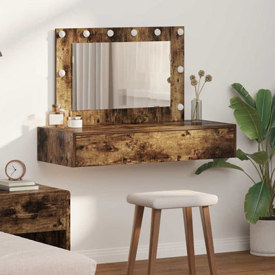 Ruskea meikkipöytä peilillä Peruzia 100x40x70cm (puinen)