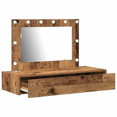 Ruskea meikkipöytä peilillä Starr 100x40x70cm (puinen)