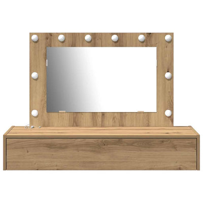 Ruskea meikkipöytä peilillä Boldor 100x40x70cm (puinen)