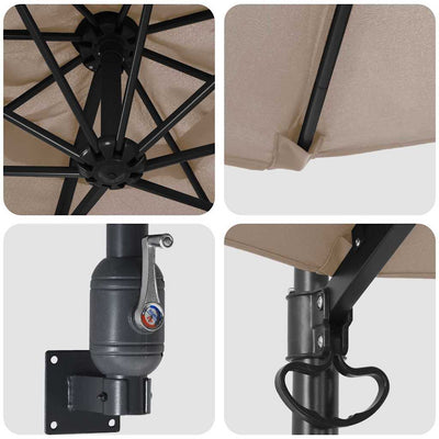 Taupe ja musta puutarhavarjo Hardie 248x248x148cm