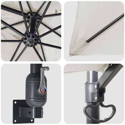 Beige ja musta puutarhavarjo Reneta 248.5x247.5x160cm