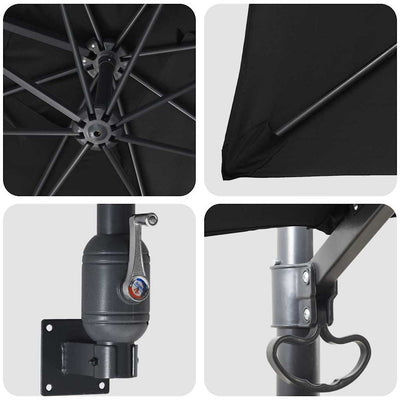 Mustaa ja mustaa puutarhavarjo Mineca 248.5x247.5x160cm