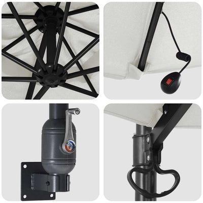 Beige ja musta puutarhavarjo led -nauhavalot Tigran 248x248x148cm