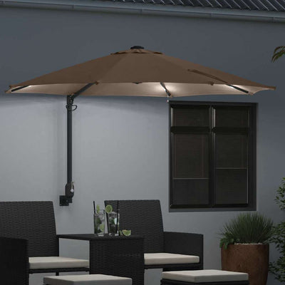 Taupe ja musta puutarhavarjo led -nauhavalot Allar 248x248x148cm