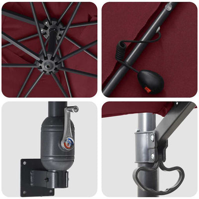 Viininpunainen puutarhavarjo Ganime 248.5x247.5x160cm (kangas)