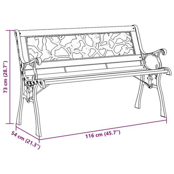 Puutarhapenkki 2 -Seater 116 x 54 x 73 cm Puu Ruskea Suorakaide