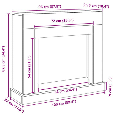 Takkahuone Musta Tammi 100x30x87,5 cm Teknillinen puu