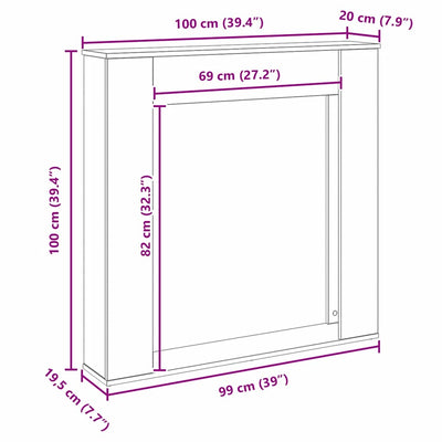 Takkahuone Musta tammi 100x20x100 cm Teknillinen puu